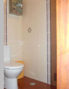 a bathroom with a toilet and a tiled wall at Latada Suit's Serra da Estrela in Sameiro +24 photos