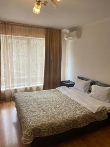 a bedroom with a large bed and a window at Villa Park 411 in Odesa