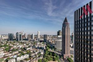 a view of a city with a tall building at Frankfurt Marriott Hotel in Frankfurt/Main
