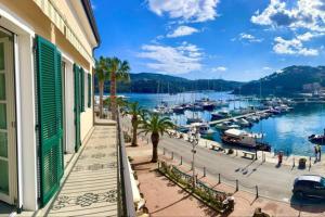 阿祖罗港Luxury Seafront Penthouse的享有码头景致的阳台