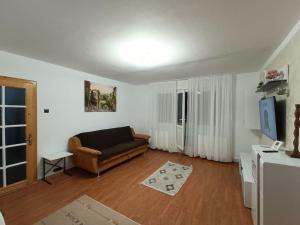 ein Wohnzimmer mit Sofa und Fernseher in der Unterkunft Apartament Alis2011 in Buzău