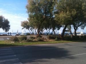 a road with trees and a view of the water at Galini Palace in Athens