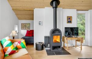 a living room with a fireplace and a couch at 3 Bedroom Lovely Home In Fanø in Fanø