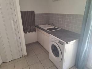 a laundry room with a washing machine and a sink at studio au calme à VILLARS-SUR-VAR in Villars-sur-Var