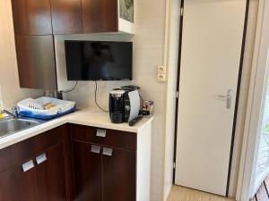 Kuchyň nebo kuchyňský kout v ubytování Mobil Home Ile du Rhin Camping Tohapi-Alsace
