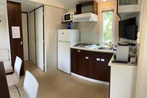 Kuchyň nebo kuchyňský kout v ubytování Mobil Home Ile du Rhin Camping Tohapi-Alsace