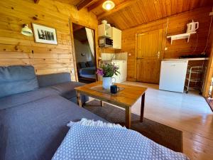 a living room with a couch and a table at Ošupynė in Šventoji