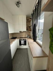 Kuchyň nebo kuchyňský kout v ubytování Apartmenthaus am Seeblick