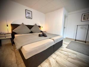 a bedroom with a large bed in a room at G&G Homely Apartment Horhausen Westerwald - near A3 in Horhausen