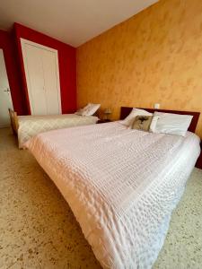 a bedroom with two beds in a room at Grand appartement vue sur mer in Le Grau-dʼAgde