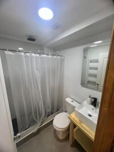 a bathroom with a white toilet and a sink at Ingloo in Puerto Natales +34 photos