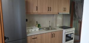 a small kitchen with a sink and a stove at SKIATHOS MODERNO in Skiathos