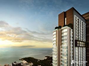 Una representación de un edificio alto con vista al océano. en Sea View Spacious Condo Near Walking Street, en Pattaya South