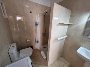 a bathroom with a shower and a toilet and a sink at Las Floritas 2 in Arona +11 photos