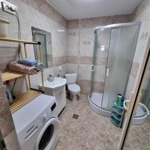 Koupelna v ubytování Apartament Madalina cu 2 dormitoare si vedere spre Dunare