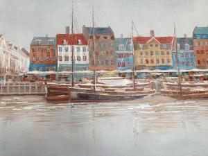 un dipinto di un porto con barche in acqua di Meeresjuwel-Coralie a Dahme
