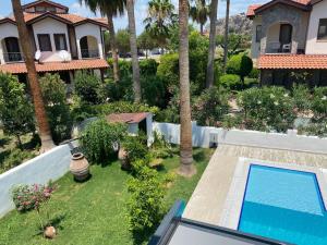 an aerial view of a house with a swimming pool at Private Pool Home at Dalyan in Ortaca
