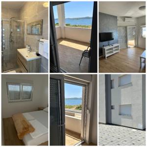 a collage of photos of a bathroom and a room at Galešnjak in Sveti Petar