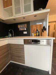 Kuchyň nebo kuchyňský kout v ubytování Ferienwohnung am Seeblick