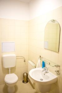 a white bathroom with a toilet and a sink at Olimp 35 in Olimp +13 photos