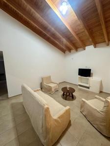 a living room with a couch and chairs and a tv at Refugio Andino 2 in Malargüe