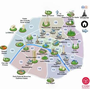a map of the city of dubai attractions at Appartement cosy aux portes de Disney in Chessy