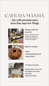 a page of a flyer for a restaurant with food at Hotel Formigas na Figueira in Tibagi