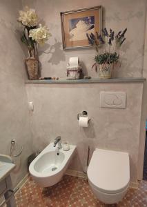 a bathroom with a white toilet and a sink at Apartma Antico in Kranjska Gora +17 photos