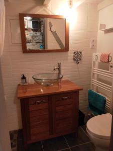a bathroom with a sink and a toilet at LA MAISON DU BOSCO in Auray
