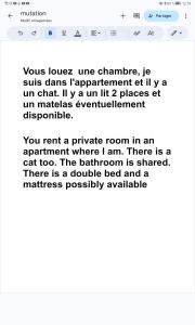 a screenshot of a cell phone with a text message at Calme et écologie aux portes de Paris in Ivry-sur-Seine