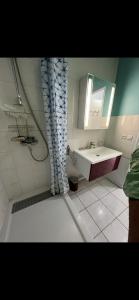 Un baño con lavabo y ducha en Appart 2 ch près RER Champs sur Marne - Disneyland et Paris, en Champs-Sur-Marne