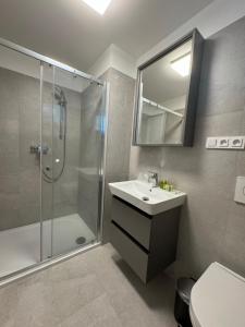 Koupelna v ubytování Apartmány Římský vrch + 27 fotografií