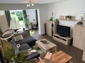 TV a/nebo společenská místnost v ubytování Ferienwohnung LOFT- direkt am Falderndelft - nähe Innenstadt
