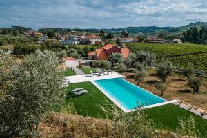 an aerial view of a villa with a swimming pool at Casa do Alambique - Douro in Armamar