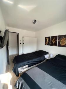 Un dormitorio con dos camas y un televisor de pantalla plana. en Charmante maison a la campagne, en Roussas 23 fotos más