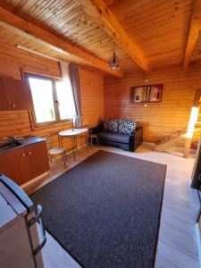 a living room with a couch and a table at Pensiunea Azurul in Sovata