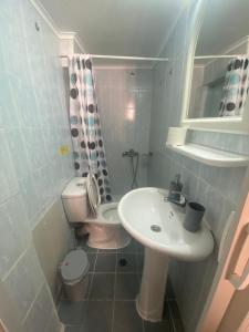 a bathroom with a sink and a toilet at spla apartments 3 , Διαμέρισμα στην πόλη των Χανίων in Chania Town