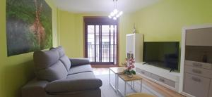a living room with a couch and a tv at Reivi Vilanova de Arousa in Villanueva de Arosa