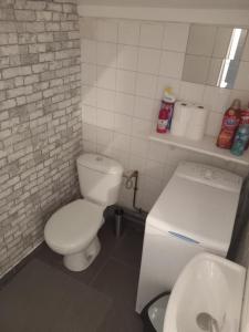 a bathroom with a white toilet and a sink at Cosy Paris in Paris