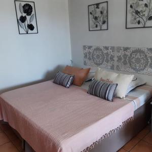 a bed in a room with pillows on it at Le Colibri du Paradis in Sainte-Anne +8 photos