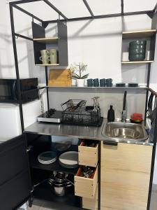 Kuchyňa alebo kuchynka v ubytovaní Zöldike apartman Tiszafüred