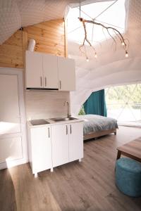Kuchyň nebo kuchyňský kout v ubytování Glamping Machakhela