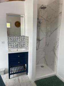 a bathroom with a sink and a shower at La Casa Bella in Gignac-la-Nerthe +140 photos