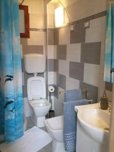 ein Bad mit einem WC und einem Waschbecken in der Unterkunft Comodità città-mare Cinque Terre in La Spezia