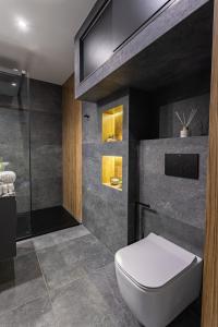 シュツァブニツァにあるBT Studioのトイレとシャワー付きのバスルーム +17枚の写真