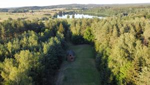 an aerial view of a house in the forest at Dom w lesie in Przytuły +10 photos