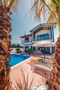 a villa with a swimming pool and a house at Sapanca Göldibi Suit Bungalov in Sakarya