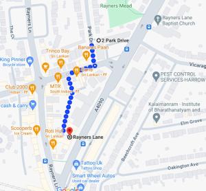 a map of the city of berlin with yellow dots at Private Family and Business Rooms Harrow Fast WiFi in Pinner