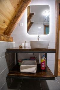 a bathroom with a sink and a toilet on a shelf at Boricje Village Escape in Plužine +11 photos