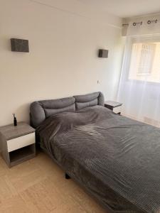 Postel nebo postele na pokoji v ubytování Парк Круазет , Апартаменты 3 комнаты , с террасой и паркингом ,